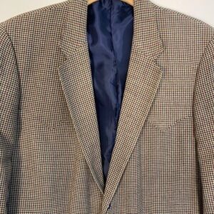 Vintage Circle S Mens 48L Houndstooth‎ Blazer 100% Silk Western Sport Coat